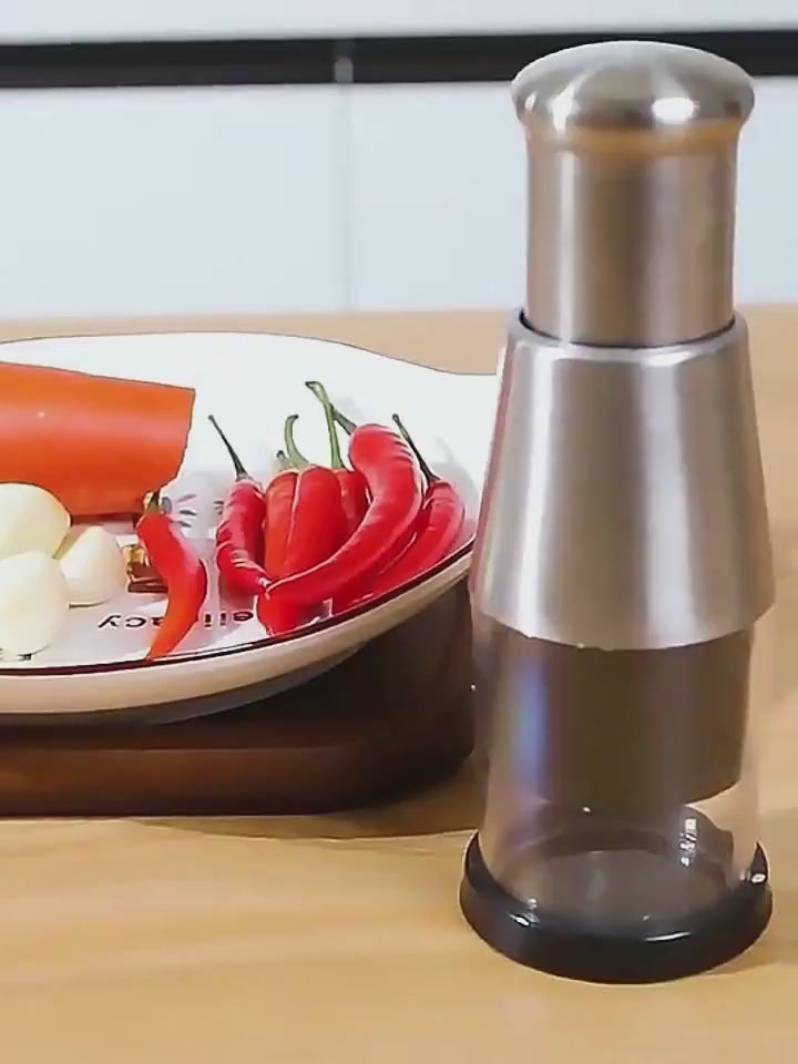 Picador Manual de Ajo y Verduras — Prensa Multifuncional para Cocina, Acero Inoxidable