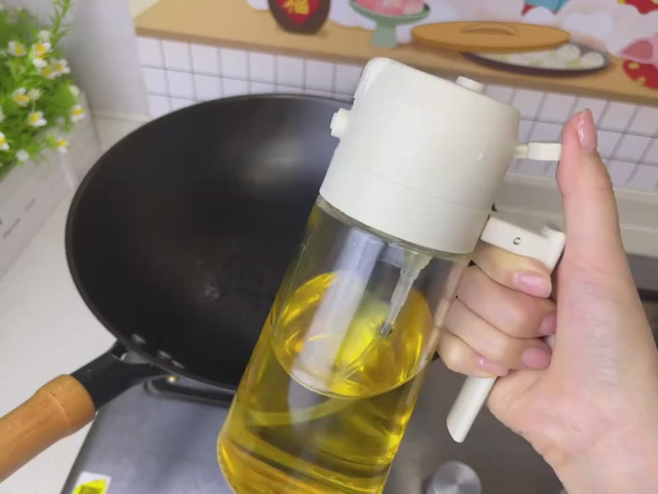 Dispensador y Rociador de Aceite 2 en 1 – Botella de Vidrio 470ml para Cocinar, Freidora de Aire y Parrilla