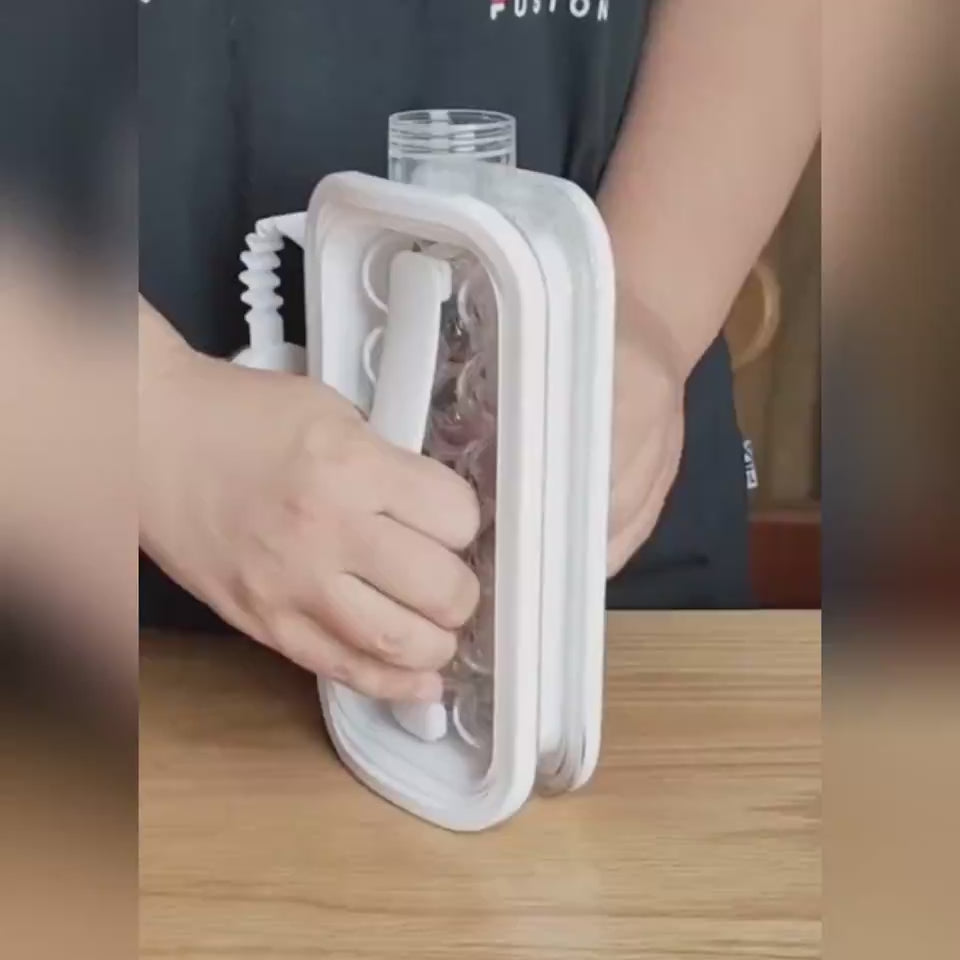 Molde de Esferas de Hielo 2 en 1 — Botella y Bandeja | Hace 14 Bolas de Hielo Redondas, Sin Derrames, Rosa y Blanco